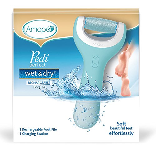Amopé Pedi Perfect Wet & Dry Rechargeable Foot File, Regular Coarse