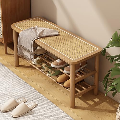 Banc à chaussures en rotin pour une entrée ordonnée et accueillante