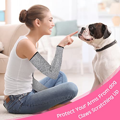Mangas protectoras de brazo gris y rosa resistentes a cortes, 2 pares 4