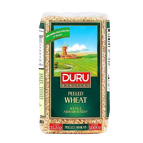 Duru Peeled Wheat, 35.2oz (1000g), 100% Natural and Certificated, High Fiber and Protein, Non-GMO, Great for Vegan Recipes, Better than Rice