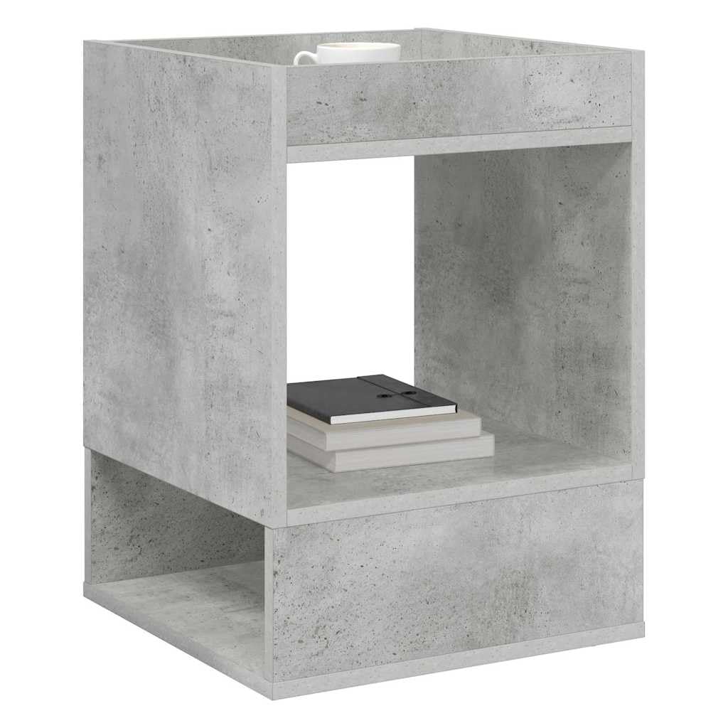 Mesa auxiliar de hormigón, gris, 40 x 40 x 56 cm, rectangular, moderna mesa de centro de madera con estante, elegante mesa de salón para sofá y sillón en interiores