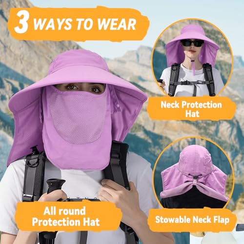 Sombrero para sol con cubre rostro desmontable unisex miniatura 4