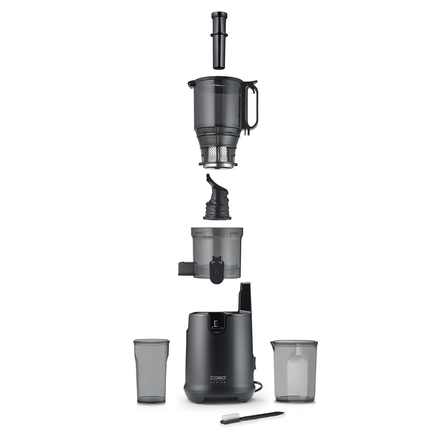 CASO Juice Fit Pro Slow Juicer, zwycięzca testu: test domu i ogrodu, niska liczba obrotów (40 obr./min), duży otwór do napełniania o średnicy 130 mm do całych owoców, czarny