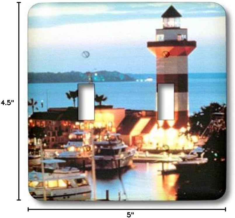 3dRose lsp_61725_2 Harbor Town Lighthouse at Hilton Head Island at Dusk Double Toggle Switch