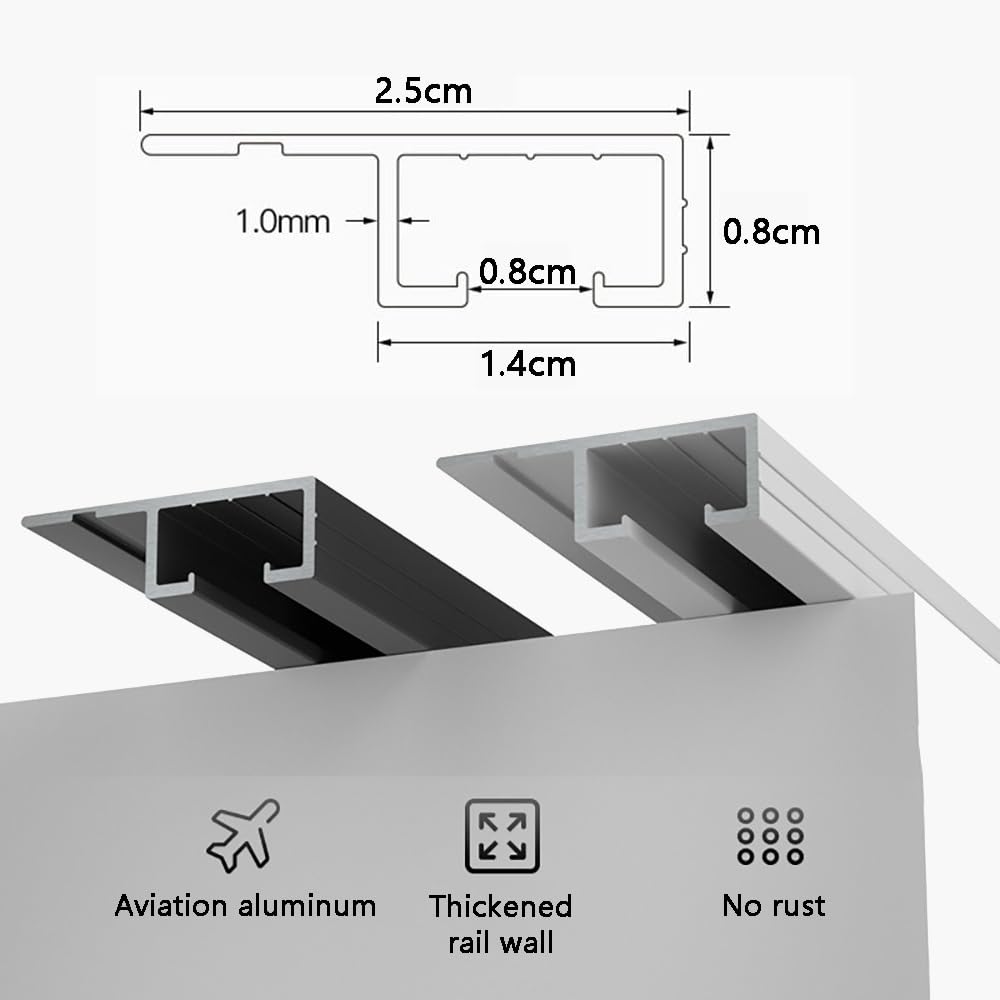 HighPerformance Samoprzylepna aluminiowa szyna do zasłon montażowych na sufit / ścianę idealna do zasłon prysznicowych szafek kamperów 230 cm / 2 x 115 cm biała