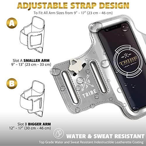 TRIBE Running Phone Holder Armband. iPhone & Galaxy Cell Phone Sports Arm Bands for Women, Men, Runners, Jogging, Walking, Exercise & Gym Workout. Fits All Smartphones. Adjustable Strap, CC/Key Pocket - Thumbnail 5