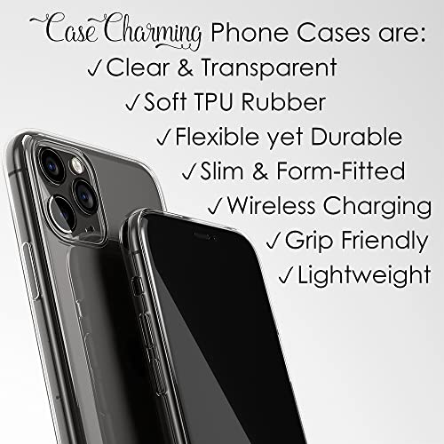 Casecharming Monogram Case For Iphone 14 Pro Max 13 Mini 12 11 Xr Xs X 10S 10R 10 8 Plus 7 Se Personalized Custom Initials Clear Transparent See Through Rubber Cover #TOP6