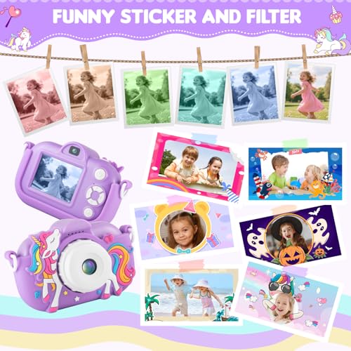Kids Camera Toddler Toys for 3 4 5 6 7 8 Years Old Girls, 48MP HD Dual Lens Selfie Camera for Kids, 1080P HD Video Kids Digital Camera for Age 3-9 Christmas Birthday Gifts with 32G SD Card - image 6