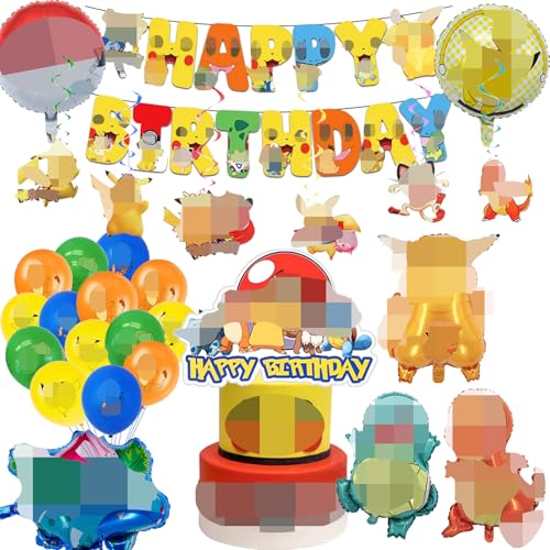 Cartoon themed Luftballons Geburtstag Deko, 30 Stück Jungen Und Mädchen Party Supplies, Enthält banner, Cake Topper, Folienballons, Latexballon, Hängende Wirbel