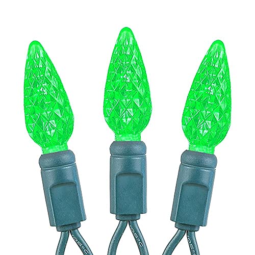 Novelty Lights 70 Light C6 Led Christmas Mini Light Set, Commercial Grade Outdoor String Lights, Green, Green Wire, 24 Feet #TOP3