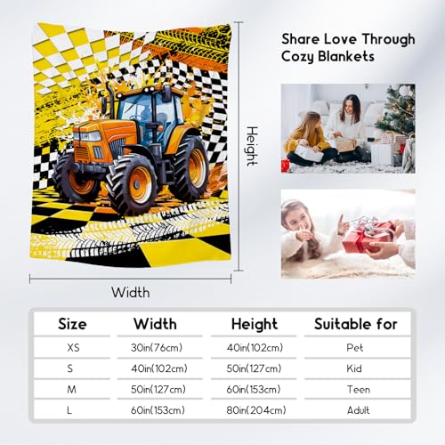 Blanket Gifts for Boys, Tractor Blankets for Kids, Cozy Fleece Throw for Couch & Living Room, 60"x80"