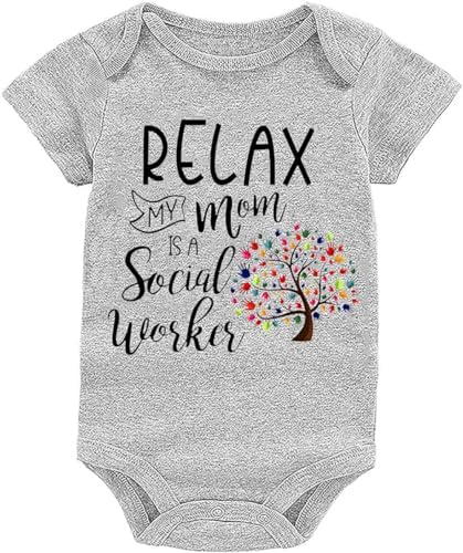 My Mom Is A Social Worker Baby Girls Boys Bodysuit Newborn onesie Short Sleeve Infant Romper 0-24 Months image 4
