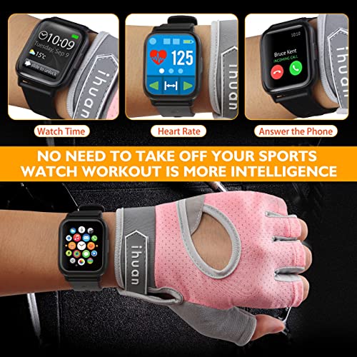 Ihuan New Breathable Workout Gloves - No More Sweaty And Full Palm Protection For Men And Women Gym Exercise, Fitness, Weightlifting, Pull-Ups, Deadlifting, Rowing (Pink, M) #TOP5