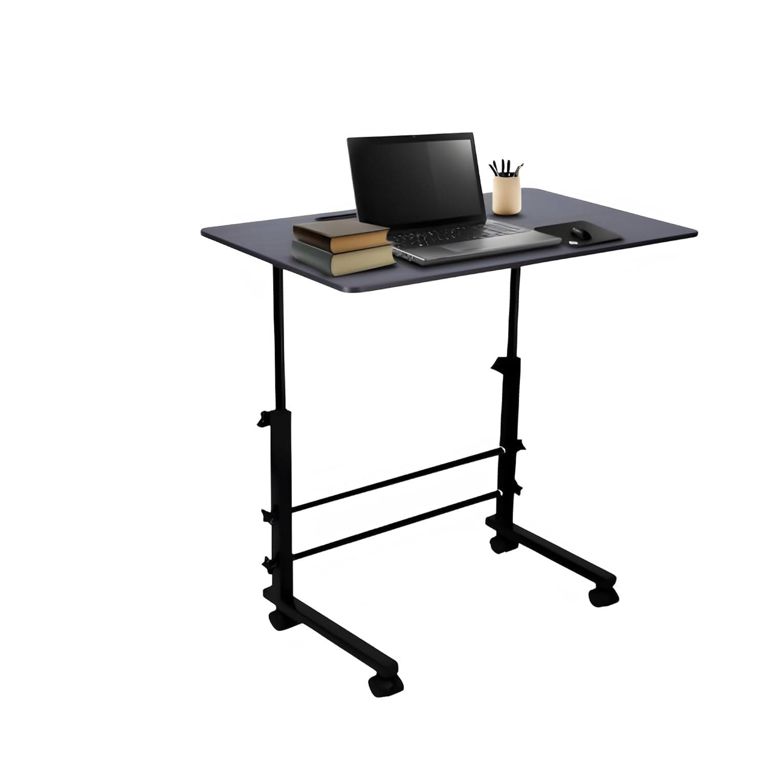 kiva Height Adjustable Multipurpose Table on Wheels for Study Laptop Office Work Classroom and Computer Use with Mobile and Tab Holding Stand Size_(59 x 39 x 76 CM)_(Black)