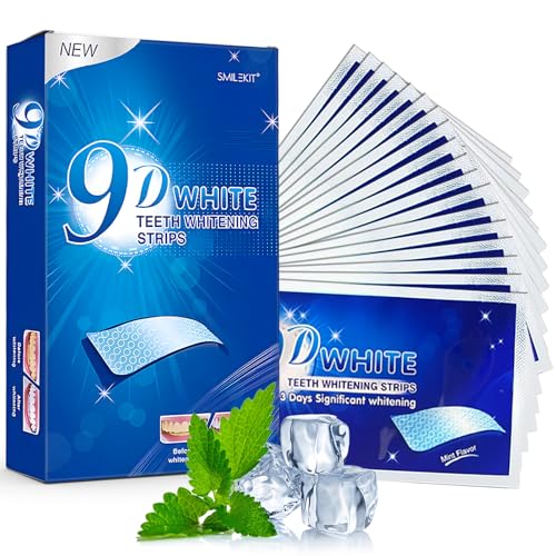 28 Tiras Blanqueadoras Dentales 9D, tiras profesionales de blanqueamiento de dientes, Tecnología De Tira Seca Antideslizante, dientes más blancos, resultados rápidos de