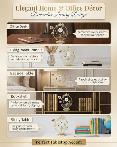 Image of Table Clock,Desk Clocks,Metal Clock,Classic Mantel Clock,for Living Room,Office,Kitchen, Bedside (PK-09)