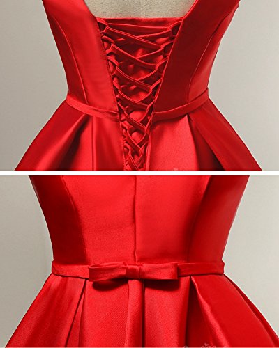 Women's V-Neck Lace Up A-Line Knee Length Homecoming Evening Dress4