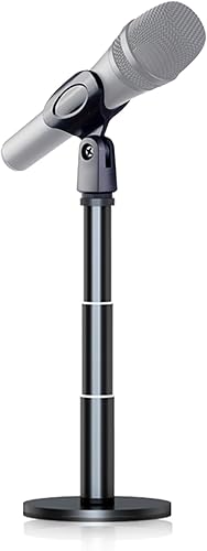 JCTRIWAY Desktop Microphone Stand, Adjustable Upgraded Microphone Desk Stand with Mic Clip