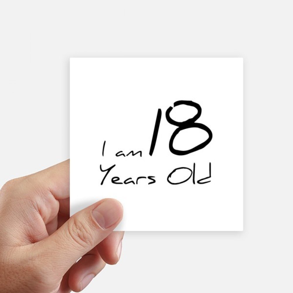 Autocollant Je suis 18 Ans carré 10 cm pour mur et portable x8