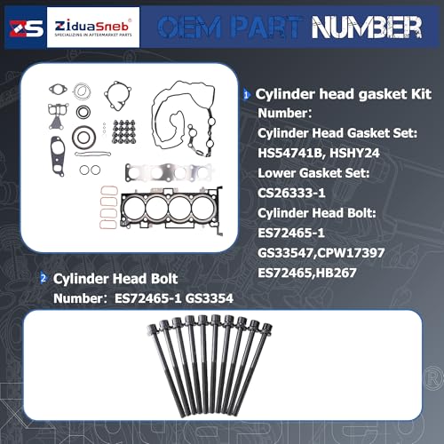 Image of 2.4 HS54741B ES72465-1 2.4 Head Gasket Set Kit with Bolts Fit for Hyundai Sonata Santa Fe Tucson Kia Optima Rondo Sorento Sportage L4 2.4L 2359CC L4 DOHC 2011 2012 2013 2014 2015