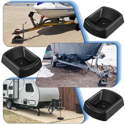 Image of Threehoney 2 Pcs Jack Wheel Chock Rubber Caster Trailer Jack Caster Wheel Dock Heavy Duty 6 Inch Stabilizer Single Stopper Transport for Travel Trailer Cargo Camper Boat Roller Stopper