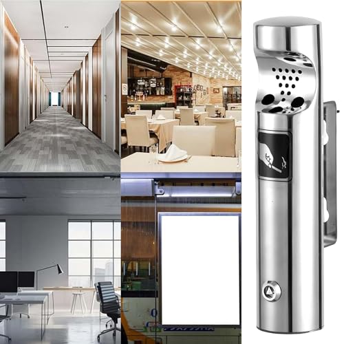 Cendrier mural sur pied extérieur inox robuste avec clé pour mur de maison et terrasse