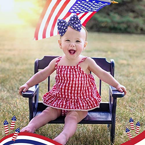 Yanjie 4Th Of July Flag Baby Nylon Headbands Bows Red Blue White Star Spangled Hairbands Bows Hair Accessories For Newborns Toddlers Kids 4 Pcs #TOP1
