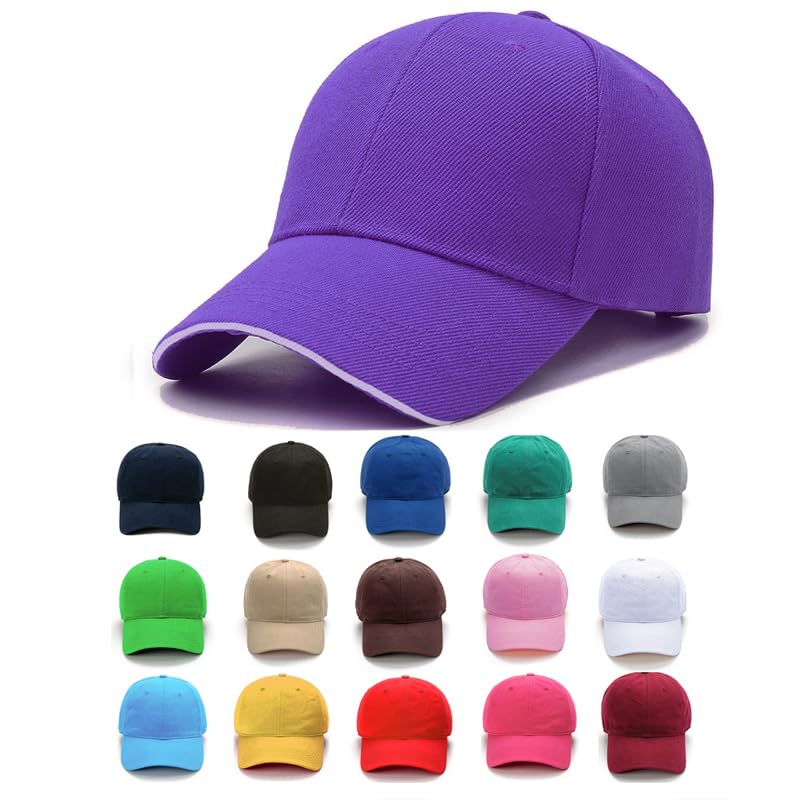 Van Der Linn Classic Unisex, 6 Panel Adjustable Baseball Cap for Men Women (Purple)