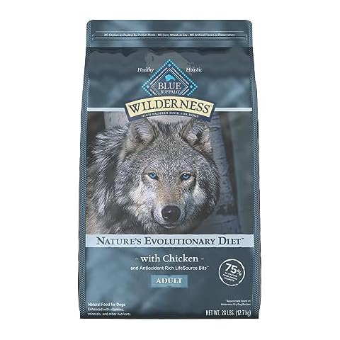 Blue Buffalo Wilderness High Protein Natural Adult Dry Dog Food Plus Wholesome Grains, Chicken 28 lb Bag Cover