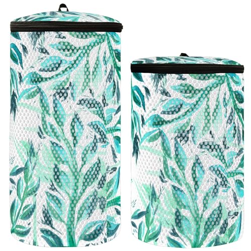 Set di 2 borse per scarpe da ginnastica per lavatrice set di 2 sacchetti per la pulizia delle da foglie verdi acquerello 1 taglia Foglie