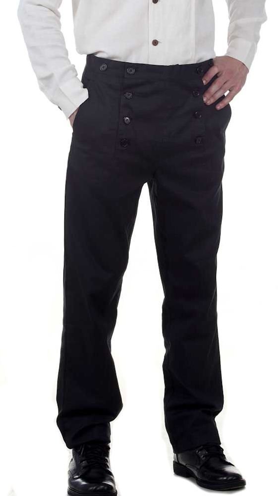 The Pirate Dressing Steampunk Victorian Cut Black Architect Pants - Sizes Small-XXX-Large