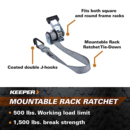 Keeper 05530-3 1-1/2" X 8’ Mountable Rack-Ratchet With 500 Lbs. Working Load Limit And 1,500 Lbs. Break Strength #TOP3