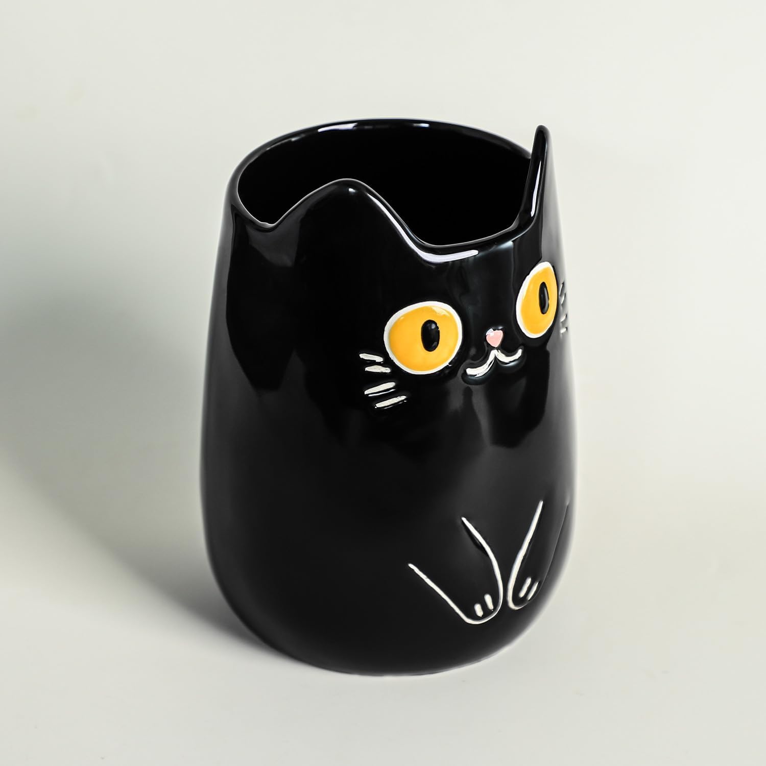 SOCOSY Black Cat Ceramic Kitchen Utensil Holder For Countertop, Cooking Utensil Crock Holder Spatula Holder
