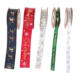 Didiseaon 5 Uds Árbol De Navidad Pajarita Árbol De Navidad Cinta Decorar Accesorios Impresión Caja De Regalo Cinta Bolsa De Navidad Flores Cinta DIY Para Regalo De Navidad Accesorios