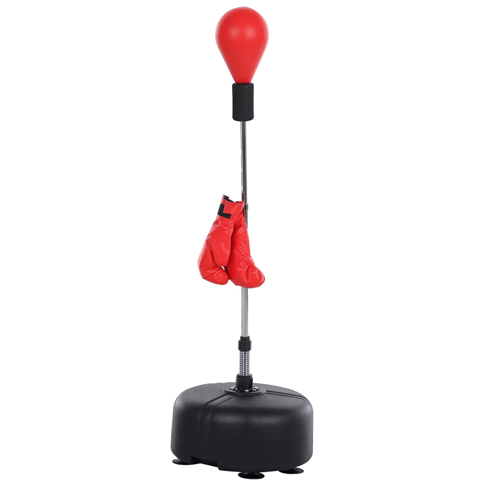 HOMCOM Saco de Boxeo de Pie Punching Ball Altura Ajustable 136-154 cm Base Rellenable Guantes Adultos Adolescentes