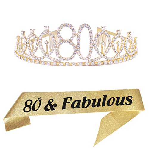 Corona de cristal para niñas de 80 cumpleaños que no se cae ni molesta