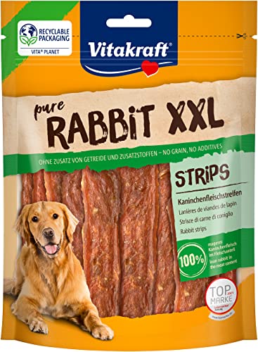 Vitakraft Kaninchenfleischstreifen XXL, Hundesnack mit magerem Kaninchenfleisch, im wiederverschließbaren XXL-Beutel, (1 x 250 g)