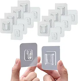 Kit 8 Ganchos Adesivos Macho e Fêmea Transparente - Suporte de Parede Sem Furo, Fixação Resistente - Organizador de Parede - Encaixe Rápido - UpShop