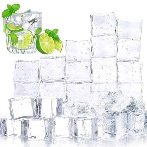DOMESTAR 100 PCS Clear Fake Ice Cubes 1x1x0.8Inch Acrylic Ice Vase Fillers