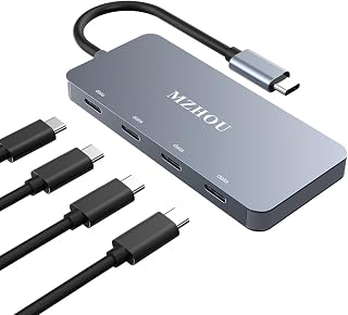 MZHOU Hub USB C 4 en 1 10Gbps USB C Hub Adaptador de entrega de alimentación multipuerto para portátil, USB C a USB C Hub, USB Hub para dispositivo tipo C