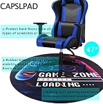 Capslpad Gaming Chair Mat for Hardwood Floor,Anti-Slip Floor Protector Game Controller Rubber Gaming Computer Chair Mat for Game Room Home Office Decor (Round 47 inches,Black)