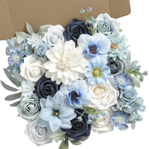 Koroni Flowers Artificial Flowers Blue Box Set for DIY Bridal