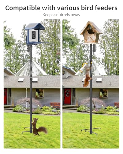 Bird Feeder Pole with Squirrel Baffle - 90 Inch Bird House Pole for Outdoors Heavy Duty, Squirrel Proof Baffle with Stainless Steel Spring for Better Defense, Slip-Fit Connection - Thumbnail 7