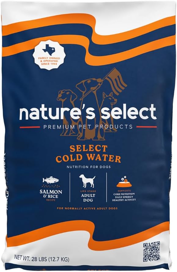 Nature's Select Cold Water Salmon & Rice Recipe Dog Food for Adults, Skin & Coat Support (28 lbs)