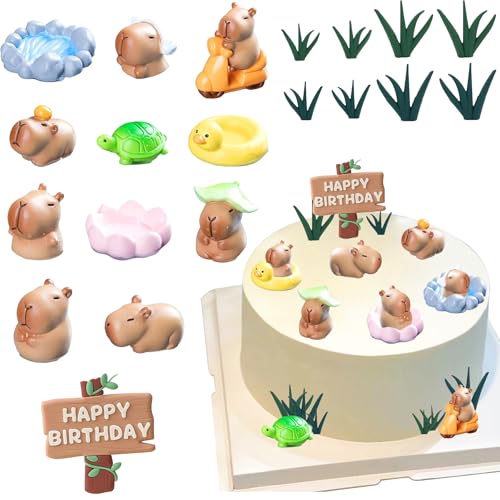 Décorations de gâteau d'anniversaire Capybara : mini figurines animaux mignons