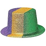 Amscan Mardi Gras Glitter Top Hat (1 Piece), Multi Color, 11.1 x 9.7