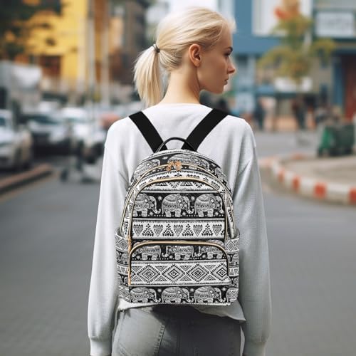 Image of Women Fashion Backpack Purse Elephant Rucksack, M | Casual Lightweight Quilted Daypack Ladies Bag for College Travel Work