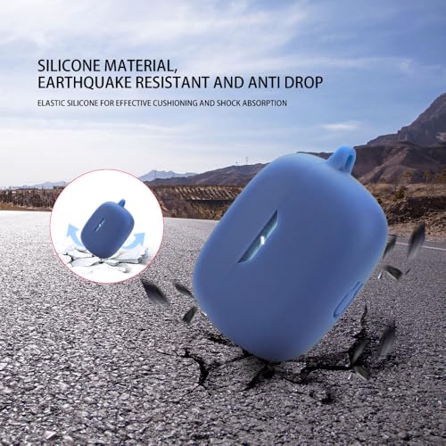 Image of WELCROS Silicone Cover Case with Carbiner Compatible with JBL Wave Beam 2 (2024) Earbuds (Blue, Lanyard + Keychain)