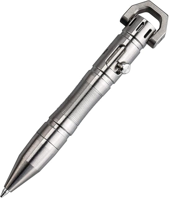 MecArmy TPX8 Mini Titanium/Brass/Copper Bolt Action Pen, Keychain Pen, Retractable Ballpoint Mini Pen with 1 D Key Ring