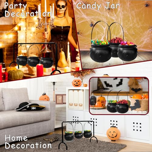 Zddaoole GEKBGF Halloween Cauldrons Serving Bowl Decor,Set Of 3 Hanging Black Plastic Cauldron Bowls thumb #4